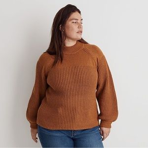 NWT Madewell 1X Plus Balloon-Sleeve Mockneck Sweater Acorn